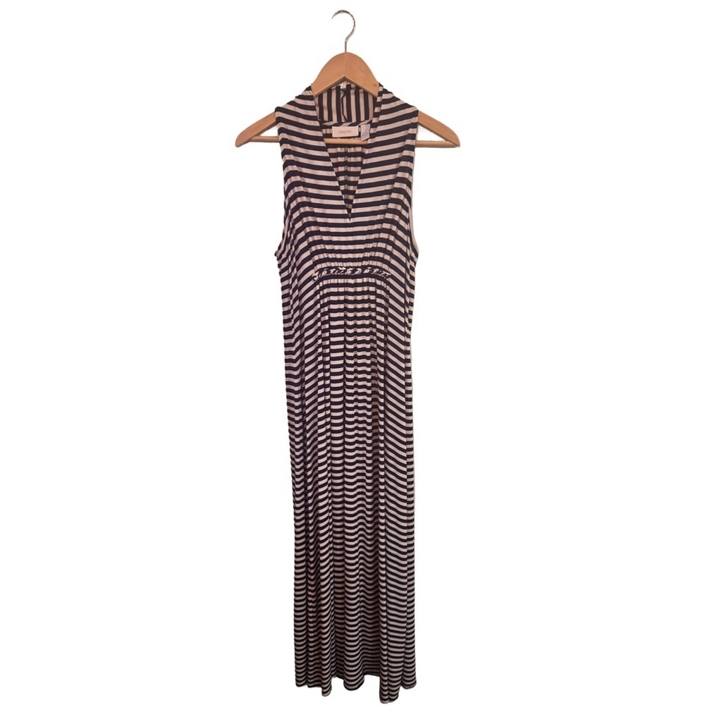 Chico’s navy and white stripper sleeveless dress size 1